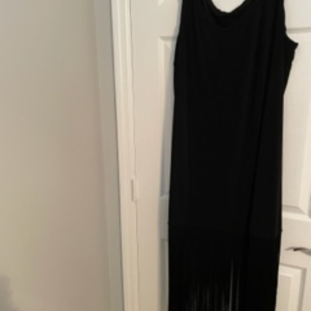 Together	black	3x	simple sleeveless dress with fun fringe!